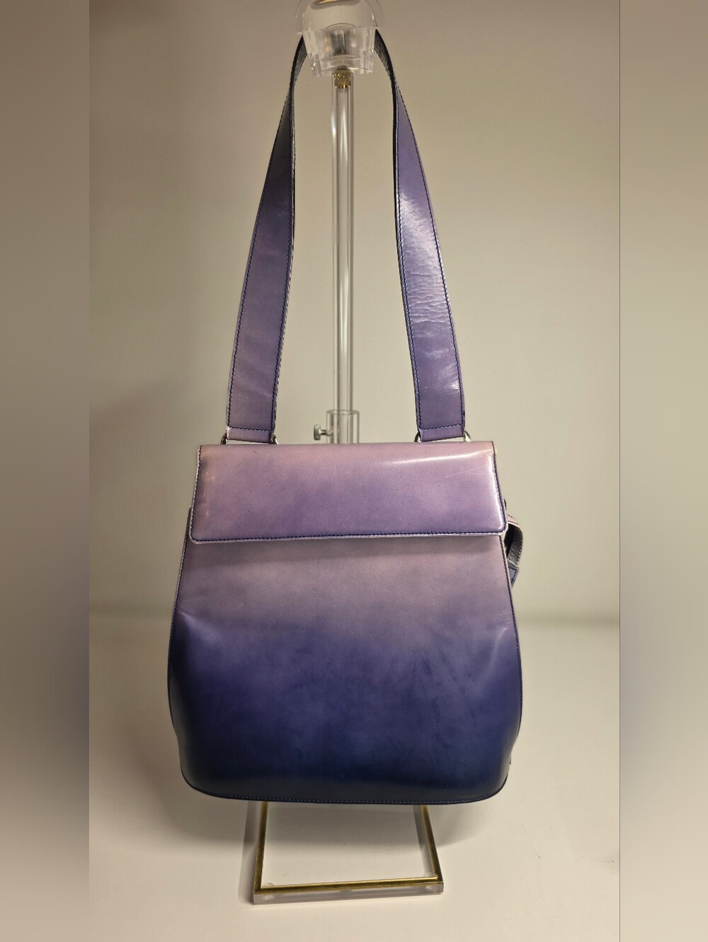 Purple-Blue Ombre Patent Leather Shoulder Bag